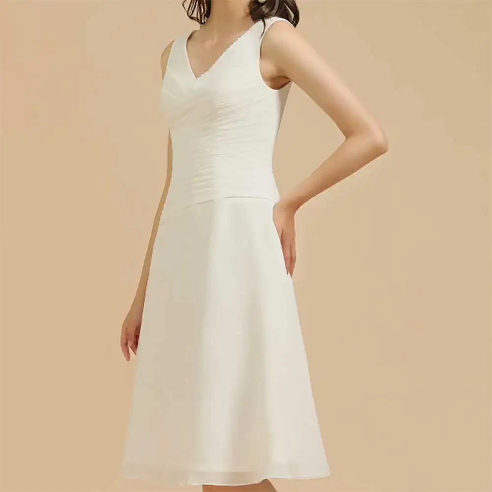 

Sexy V Neck Sleeveless Knee Length Evening Dress Prom Party Dress Bridesmaid's Dresses for Women Elegant Cocktail Formal Gowns