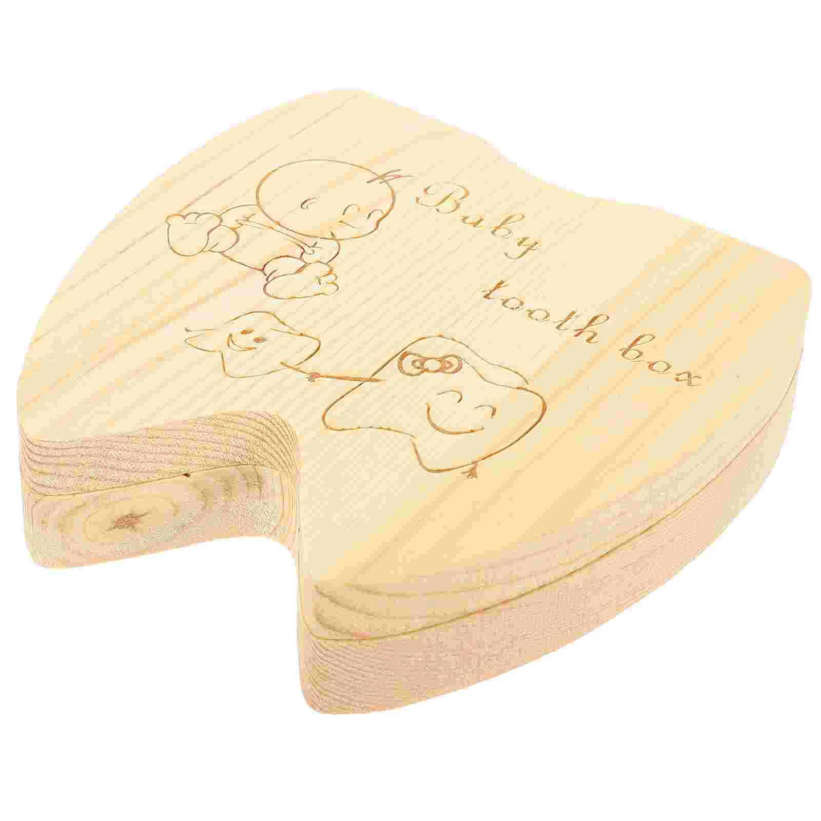 French Children's Baby Teeth Preservation Color Tooth Keepsake Organizer Holder First Storage Wooden Saver