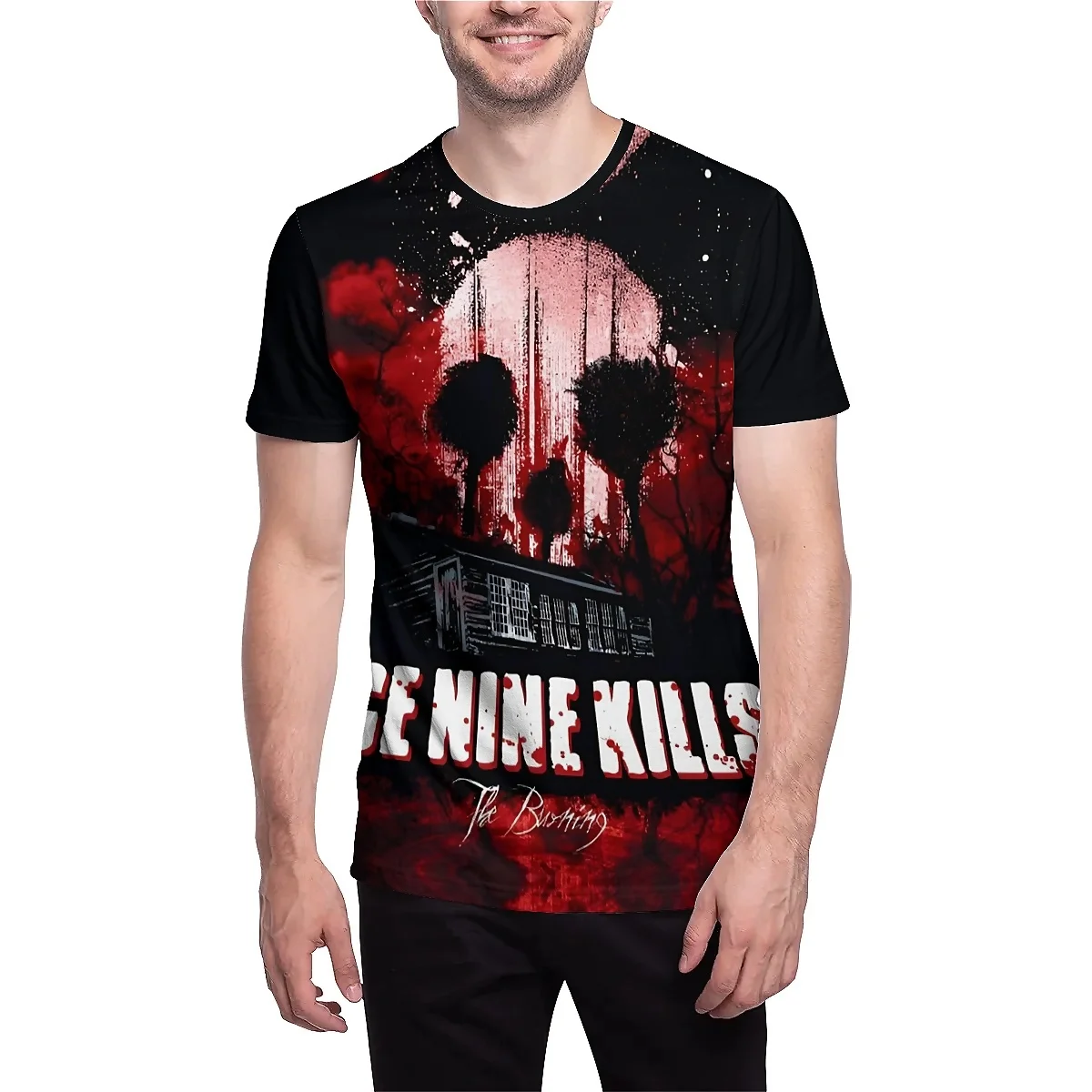 LIASOSO New 3D Printed Ice Nine Kills T-Shirt Horror Tshirt Metal Thrill Round Neck Unisex Short Sleeve Tee for Everyday Wear