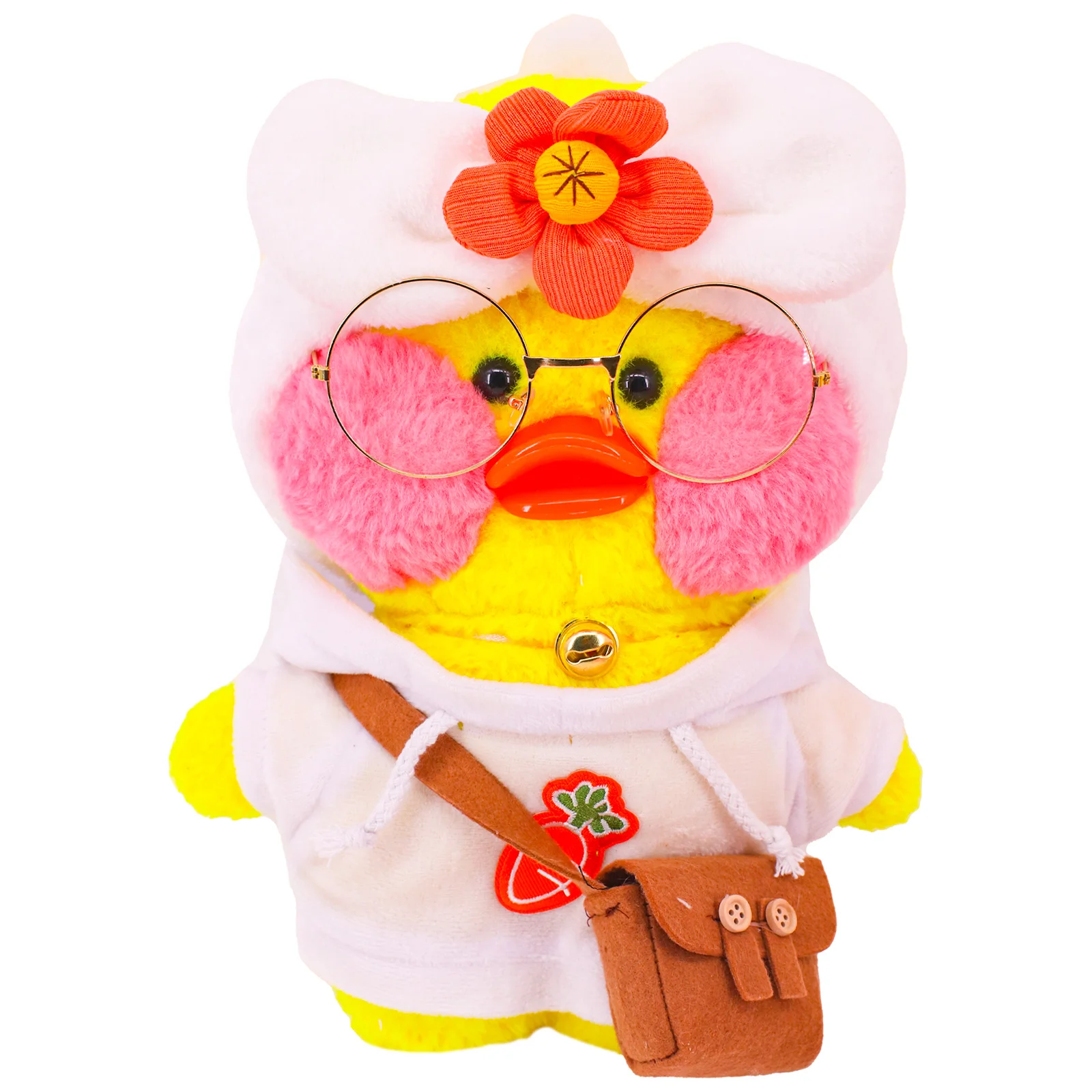 Lalafanfan-ropa de pato, suéter + bolsa, mono de falda Kawaii, juguete de peluche de pato amarillo, accesorios de 30 Cm, regalo de vacaciones