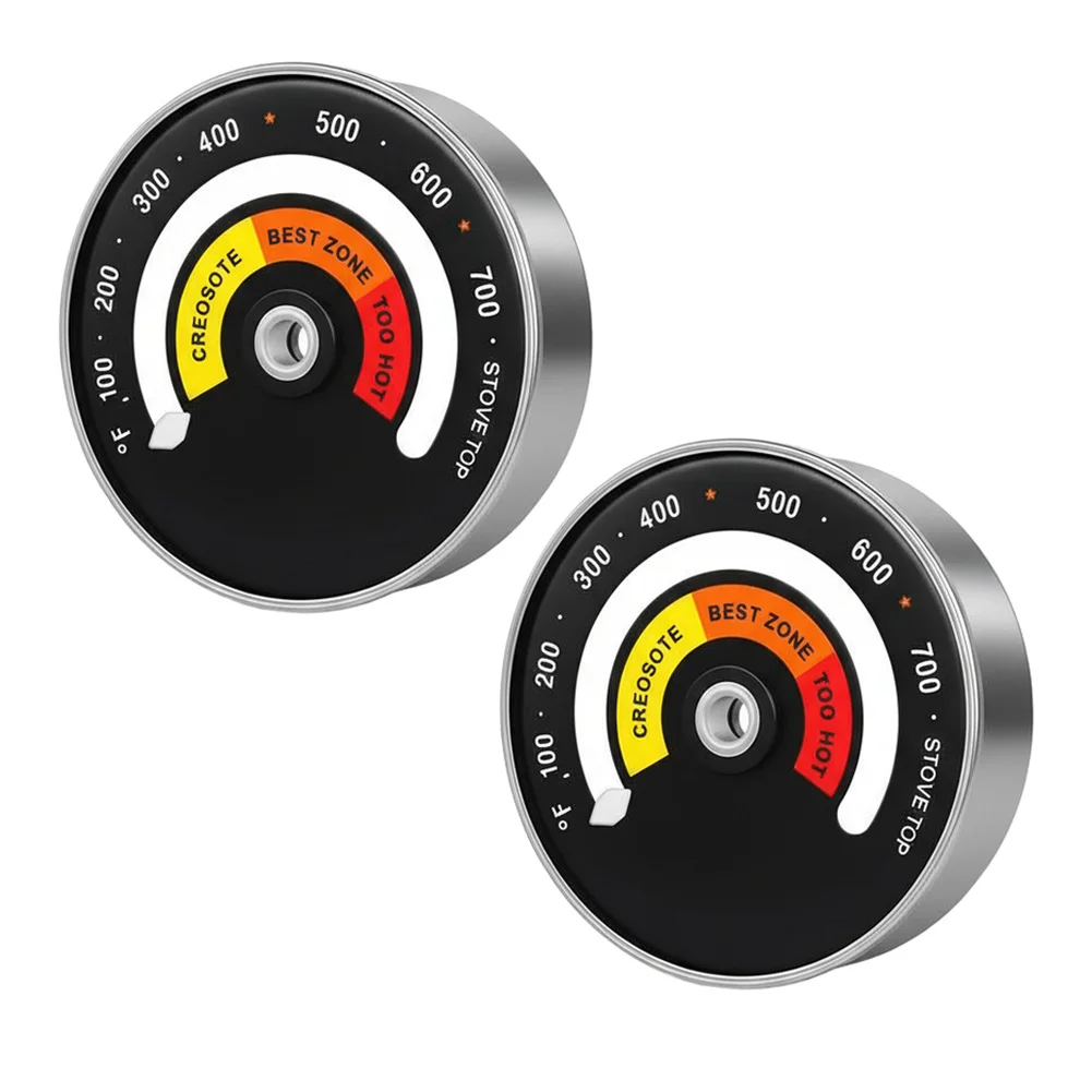 

2 Pieces Magnetic Oven Thermometers for Wood Stove and Fireplace with Stainless Steel and Aluminum Alloy Housing