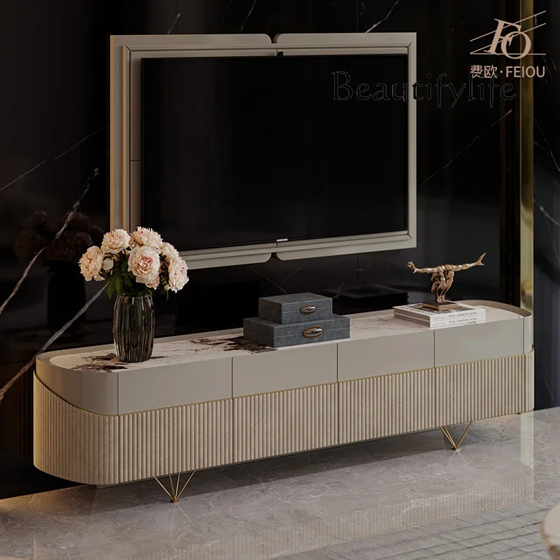 

Тумба под телевизор V Light Luxury из мрамора для гостиной, модная, на заказ, в постмодернистском итальянском стиле, элитная, с покрытием, в комплекте с кофейным столиком