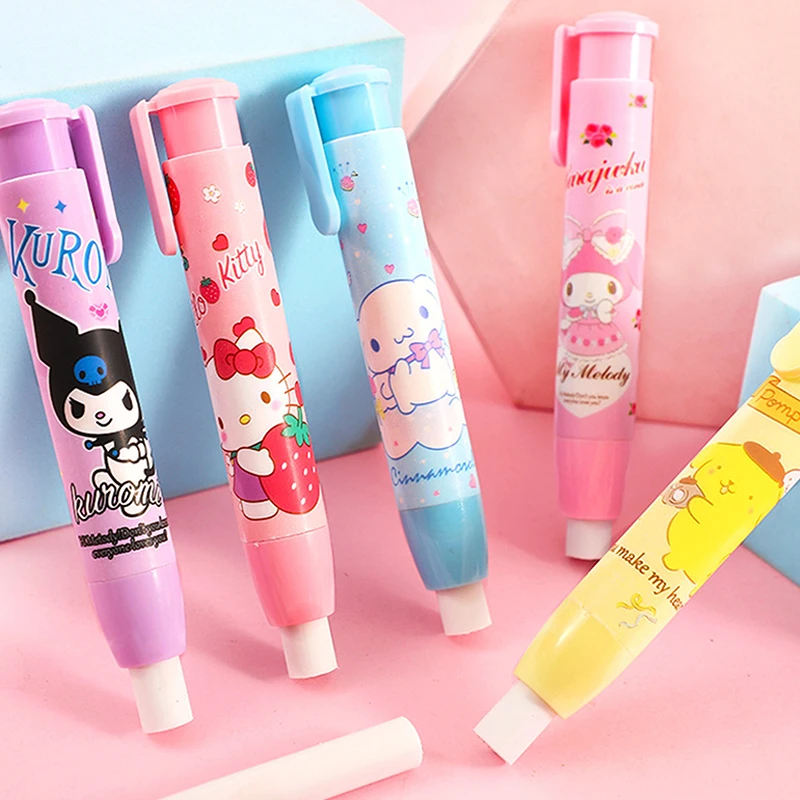 Cartoon Sanrio Hello Kitty Press Eraser Anime Kuromi Melody Cinnamoroll Eraser Kawaii Stationery Gift School Office Supplies