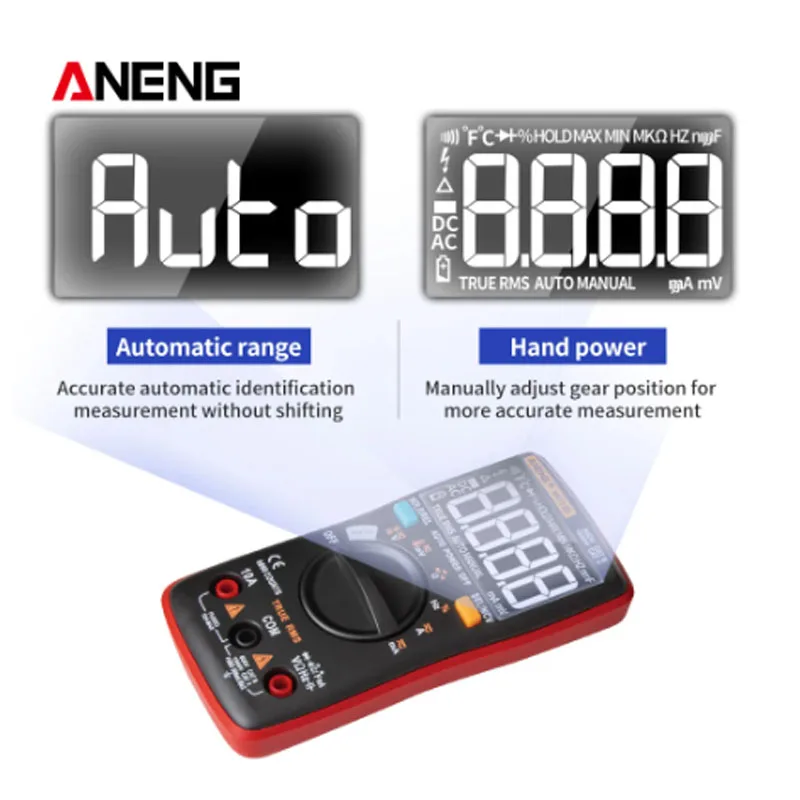 ANENG AN113D Digital Electrical Multimeter 6000 Counts DC/AC Current Voltage Tester True RMS Auto Ranging LCD Meters