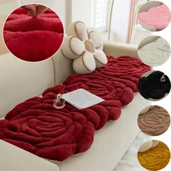 Rose Velvet Shaped Sofa Cushion Winter Thickening Non-slip Sitting Cushion Irregular Leather Cover Plush Senior Sense Cushions