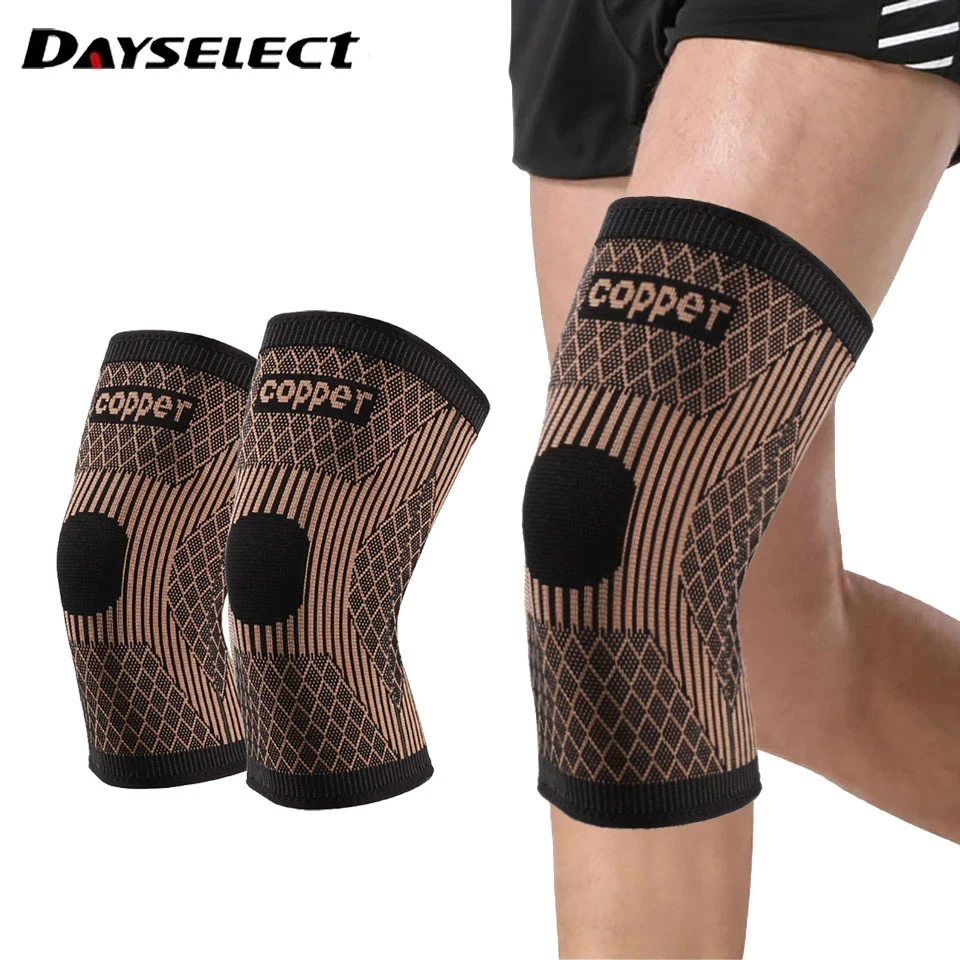 Ginocchiera in Nylon di rame con fascia da 1 pezzo per dolore da artrite e supporto per la compressione della manica del ginocchio per l\'allenamento