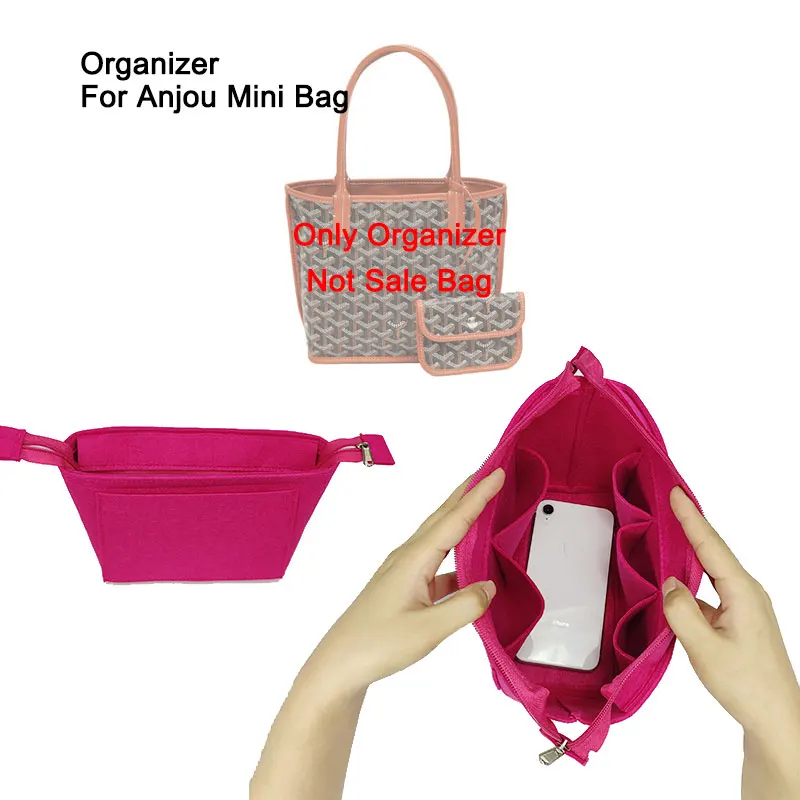 Inner Bag , For Goyard Anjou Mini Bag Organizer Insert Purse Inner Zipper Compartment In lining Bag Multi Pocket Organiser