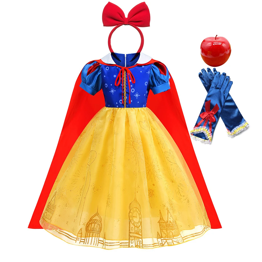 Vestido de princesa con tema de Disney para niñas, disfraz de Cenicienta Rapunzel, fiesta de cumpleaños y Carnaval elegante, Vestidos Blancanieves de lujo para niños