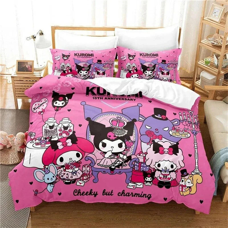 

Cartoon Sanrio Duvet Cover My Melody Cinnamoroll Kuromi Kids Gift Teen Adult Bedding Set Single Double Room Decor Luxurious Soft