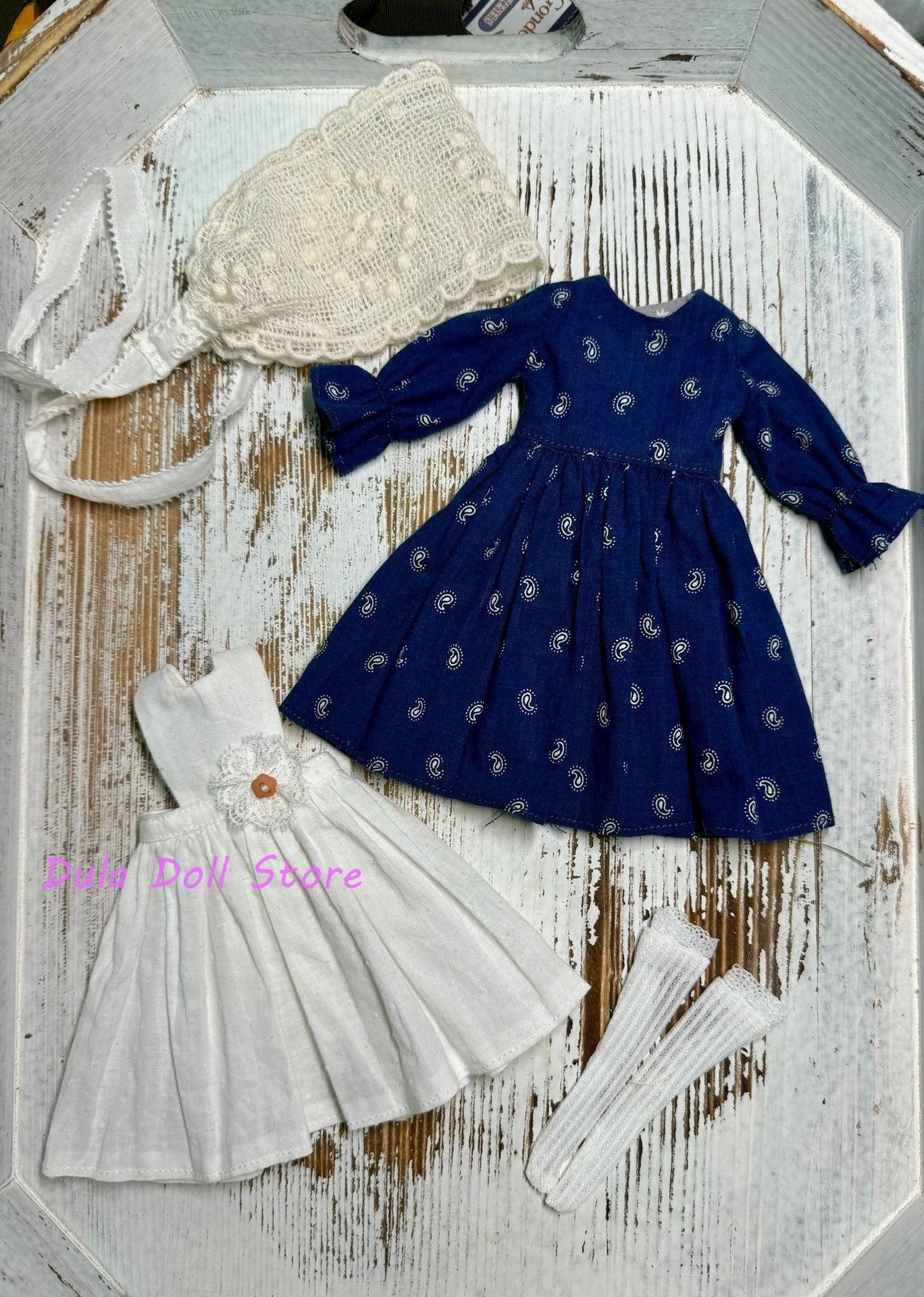 

2026 Dula Doll Clothes Dress Retro blue dress and apron Blythe Landazz Landoudou Qbaby ob24 ob22 Licca ICY JerryB 1/6 Doll