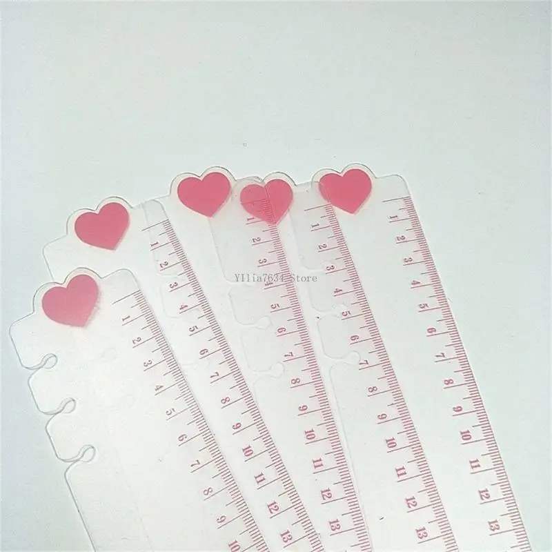  5Pcs 6 Hole Pre-Punched Plastic Binder Divider Flexible Plastic Bookmarks Ruler