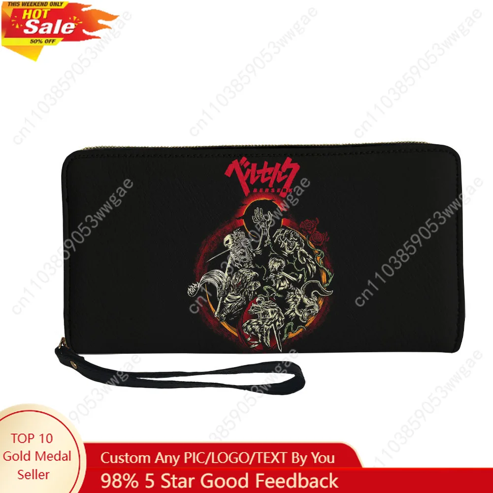

Berserk Wallet Purse Mens Womens Teenagers Zipper Long Wallets Double Print Commuter Personalized Photo Portable Wallet Gift Bag
