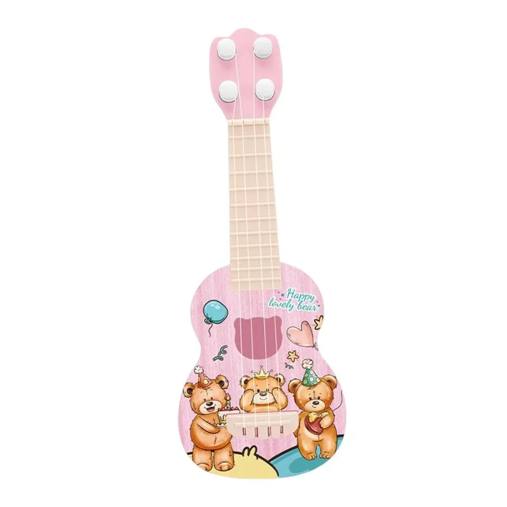 4 Strings Ukulele Guitar Toy Adjustable String Knob Cartoon Animal Simulation Ukulele Toy Classical Durable Small Guitar Toy