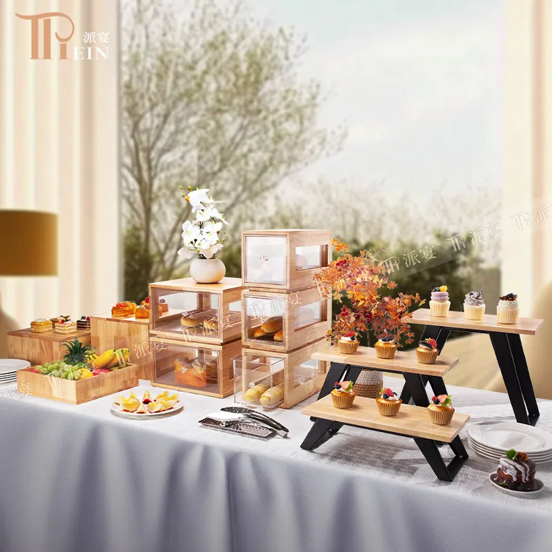 Buffet Display Plate Cold Food Tea Break Table Bread Frame Display Cabinet Toast Box Tray Dessert Table Display Stand
