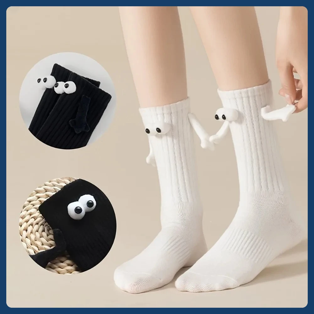 

Черно-белые носки для пар — дышащие кружевные носки до середины икры с высокой эластичностью, подходящая пара для подарка на День святого Валентина