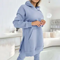 2024 Casual Two Piece Sets Womens Outifits Streetwear Summer Sports Leisure Long Sleeves Hoodie Thick Bottom Pants Suit Female