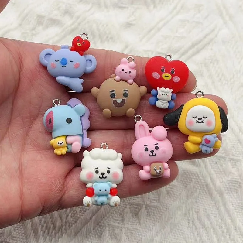 10Pcs Cartoon Animal Resin Charms Kawaii DIY Decor Accessories Earring KeyChain Necklace Trinket Pendant Jewelry Findings Charms