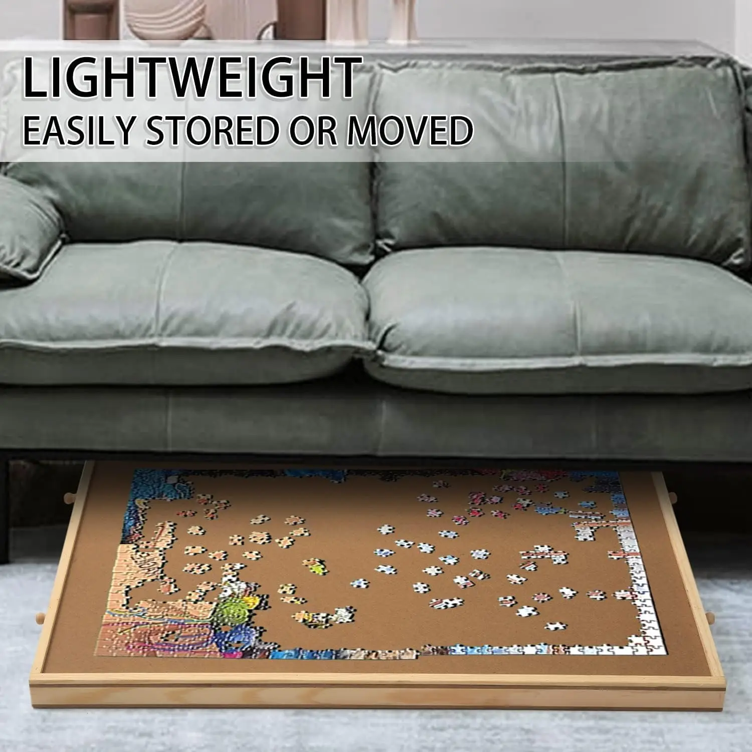 Puzzlebrett mit Schubladen für 500-teiliges Puzzle, 25 x 19 Zoll Holzpuzzles, Tisch für Erwachsene, Spiel, Organizer, Aufbewahrung, Zubehör