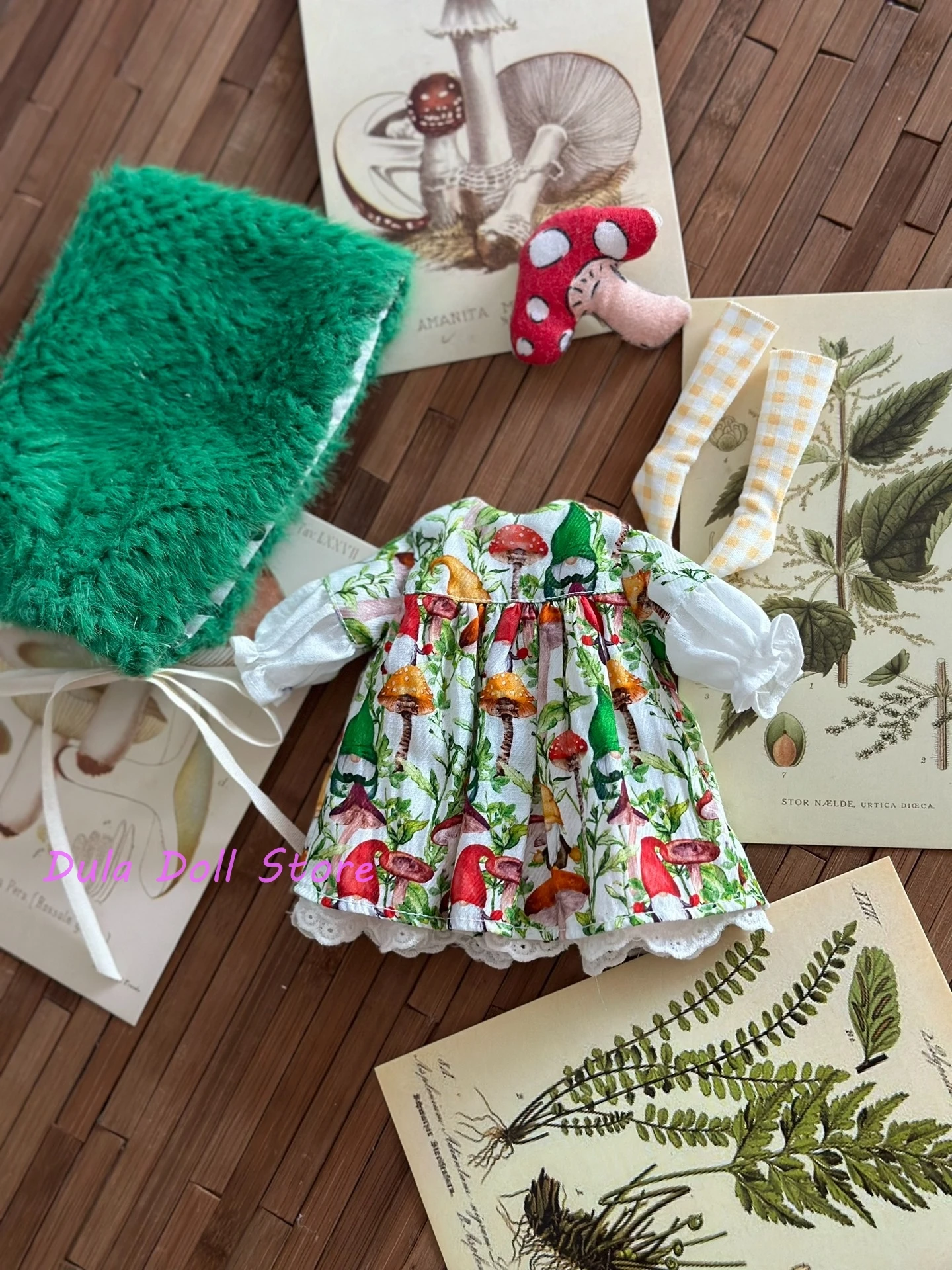 Dula Doll Clothes Dress handmade mushroom skirt Blythe Qbaby ob24 ob22  Licca ICY JerryB 1/6 body doll