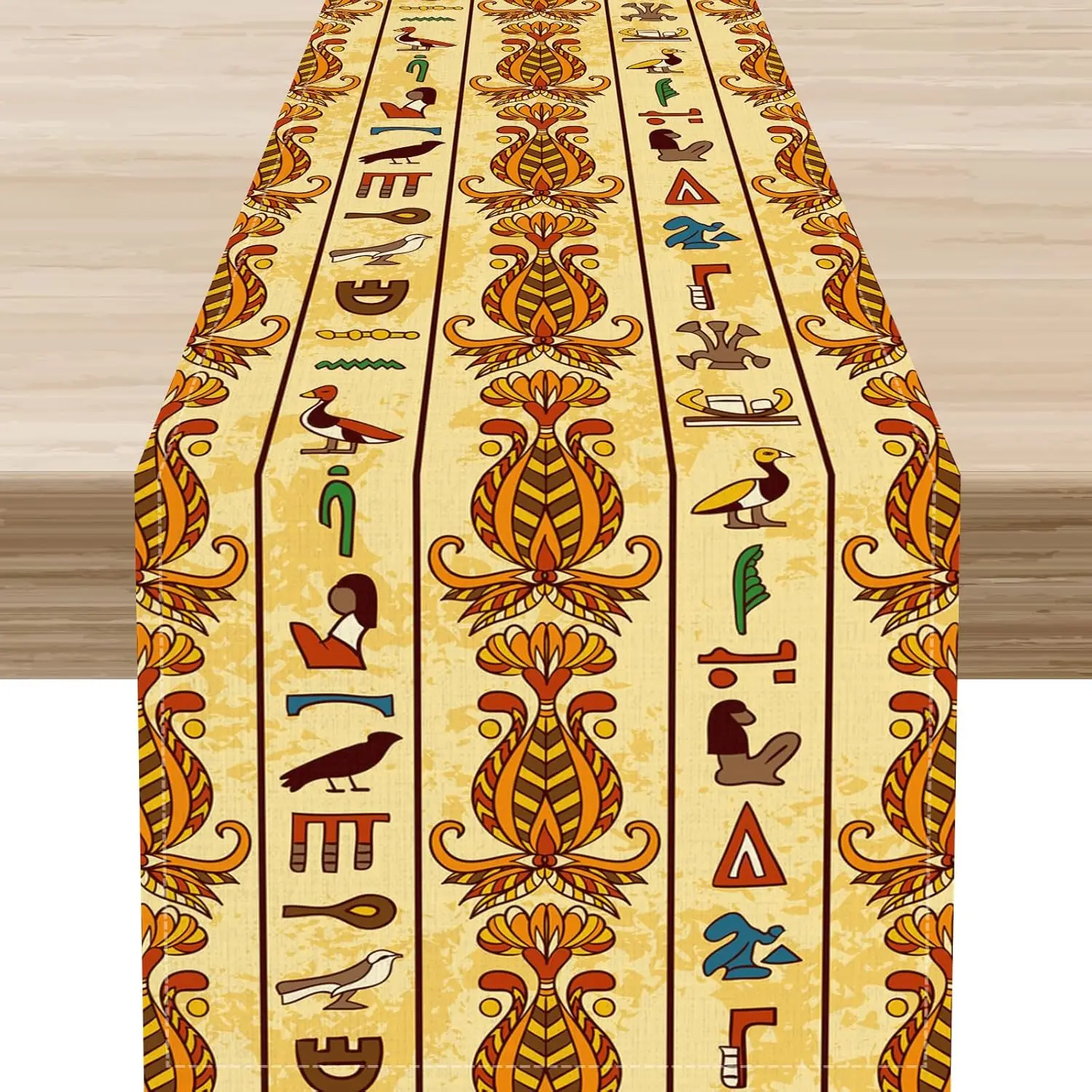 Egyptian Graffiti Pharaohs African Hieroglyphics Table Runner Tabletop Decor Reusable Kitchen Dining Table Runner Party Decor