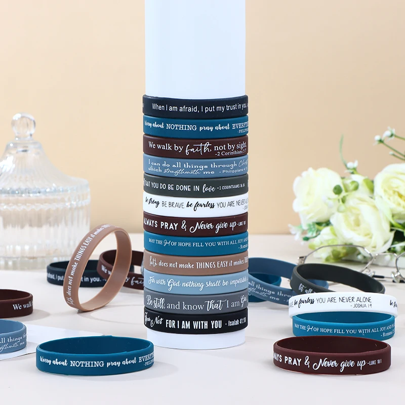 36 قطعة من الأساور الدينية المصنوعة من السيليكون أساور مطاطية للكتاب المقدس ملونة ملهمة من السيليكون المسيحي #4