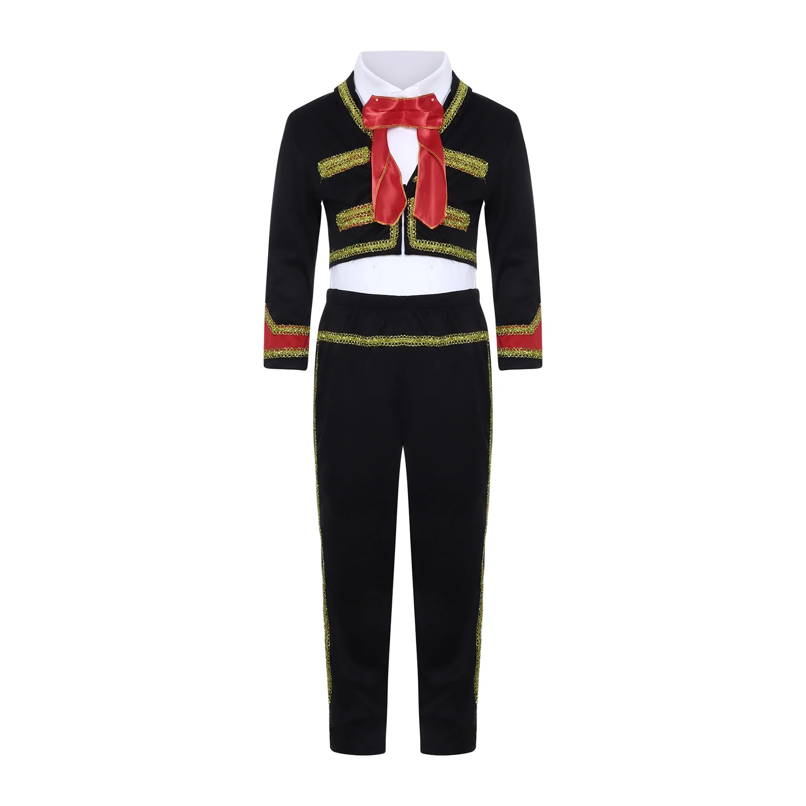 Costume Mariachi pour enfants garçons, tenue de fête de carnaval d'halloween,  tenue de danse traditionnelle mexicaine Amigo, veste à garniture dorée avec  pantalon, chapeau de ceinture / Vêtements pour enfants, image size:1600x1600