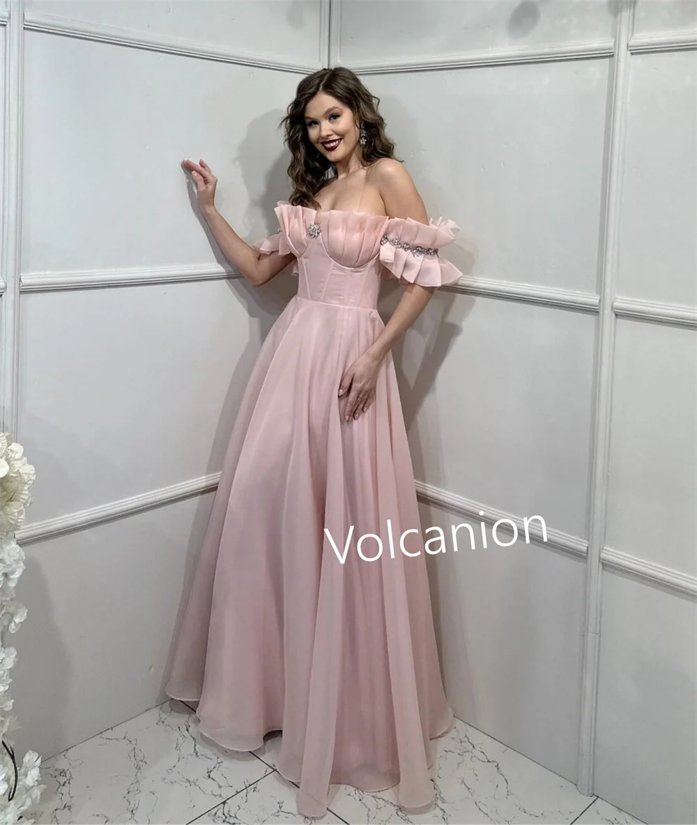 Maßgeschneiderte Organza-Falten-Pailletten, A-Linie, schulterfrei, lange Kleider, maßgeschneiderte Anlässe, Party, exquisite formelle Mode