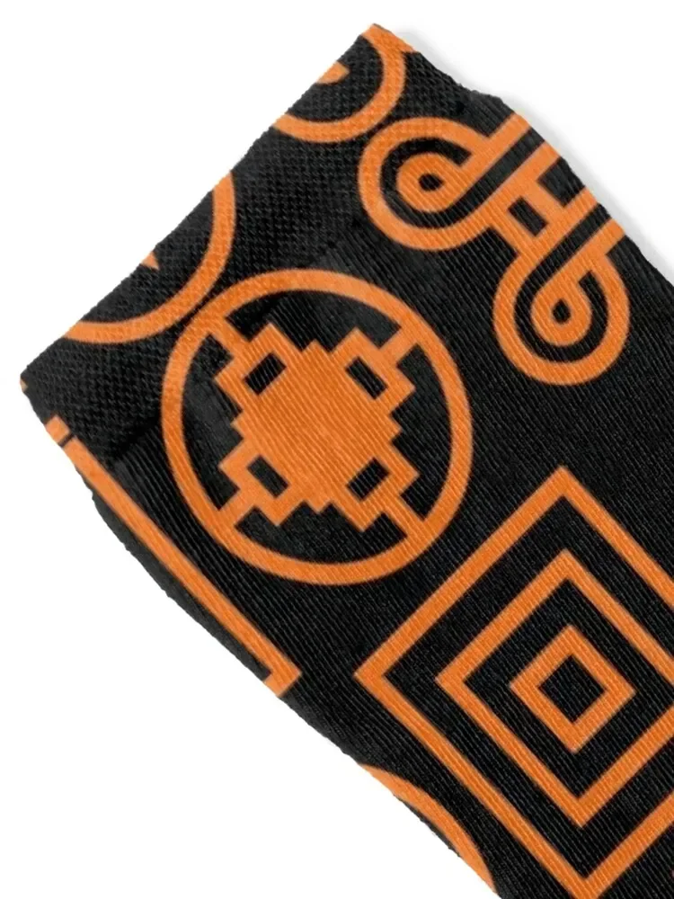 African Adinkra Orange Pattern Socks sheer retro christmas gifts Socks Men's Women's