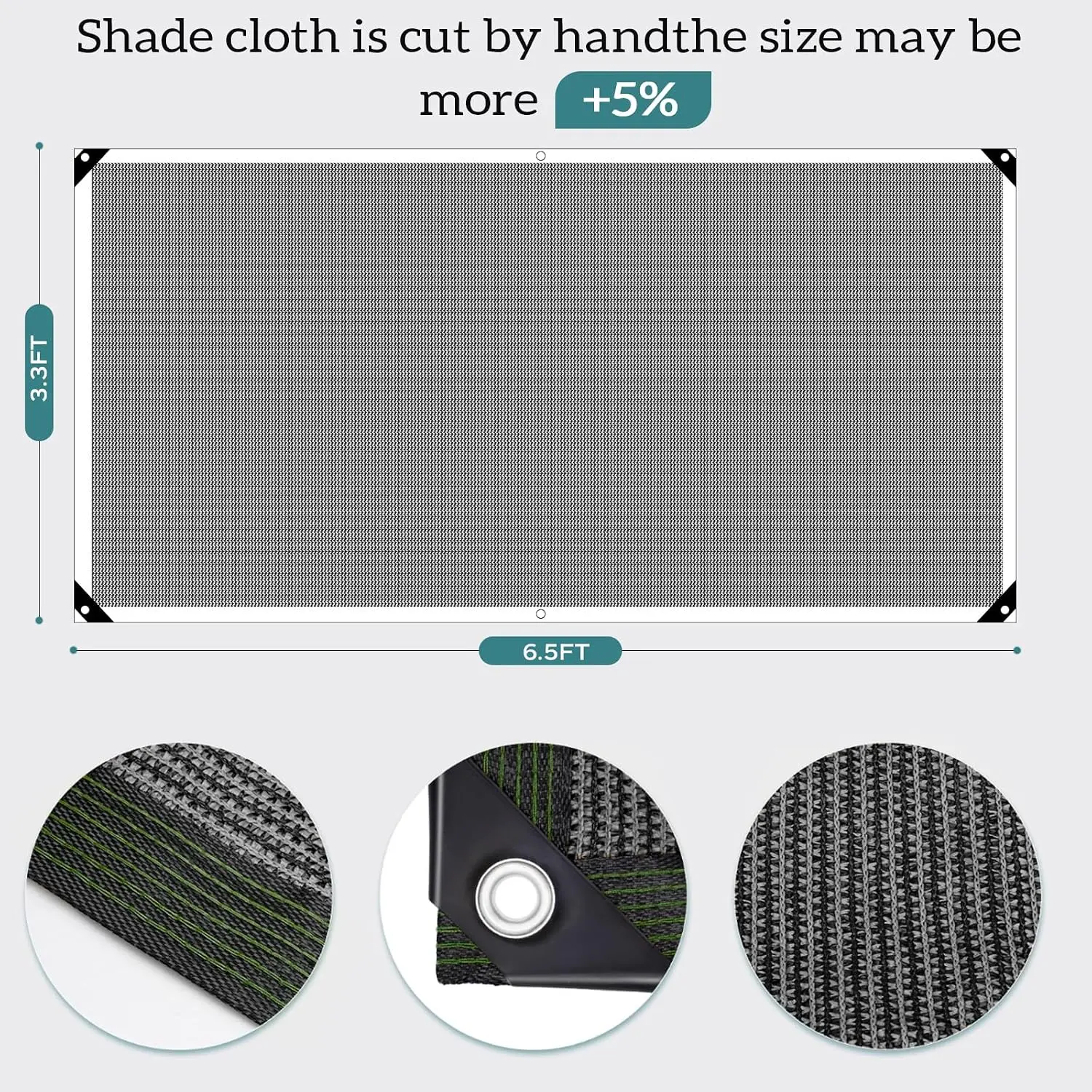 90% Shade Cloth 3.3x6.5ft with Grommets, Mesh Net for Greenhouse, Plants, Patio, Pergola, Chicken Coop