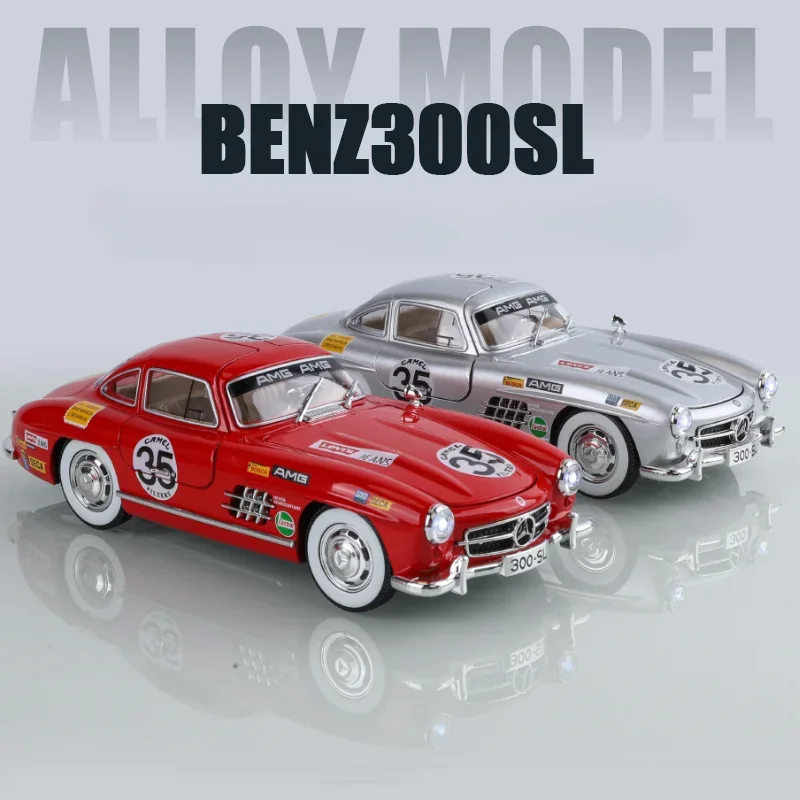 1:24 Mercedes-Benz 300SL Vintage Car Model Collective Gull Wing Voiture Miniature Toy Vehicle Boy Birthday Gift Home Decor