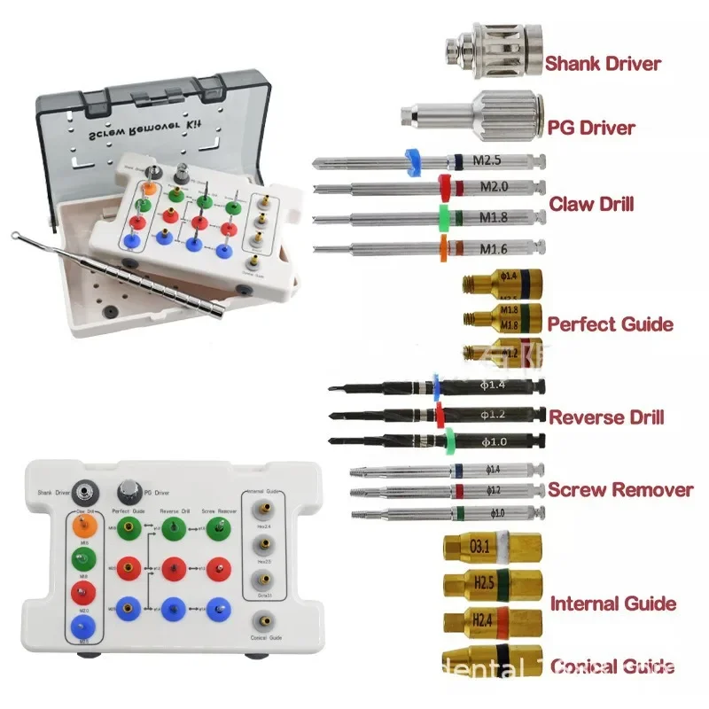 High Quality Dental Broken Screw Remover Kit Implant Surgical Tool Drill Guide Extraction Broken Fixture