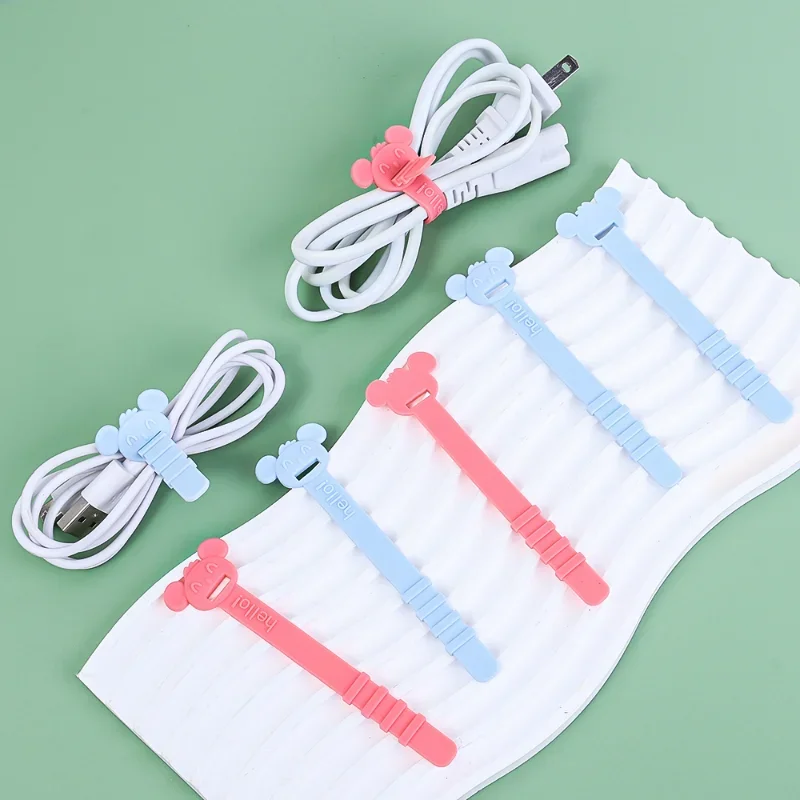 10/1PCS Cartoon Cute Data Cord Winder Cable Tie Finishing Organizer Creative Earphone Charger Line Storage Clip Organizer Strap