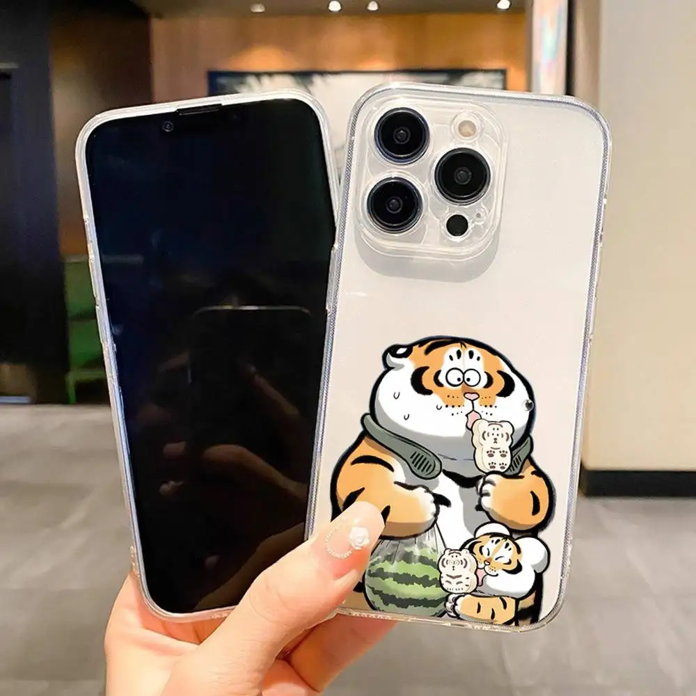 1pc Casing Ponsel Harimau Kecil Gemuk Transparan Untuk IPhone 17 16 15 14 13 12 11 PRO MAX PLUS Mini Penutup Lembut Ramah Kulit