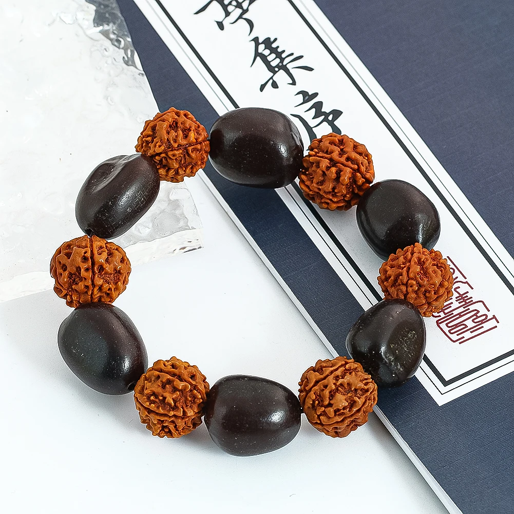 1PC Natural Wooden Beads Walnut Bodhi Bracelet Handmade Wooden Beads Strings Leisure Toys Ladies Prayer Jewelry Yoga Bracelet