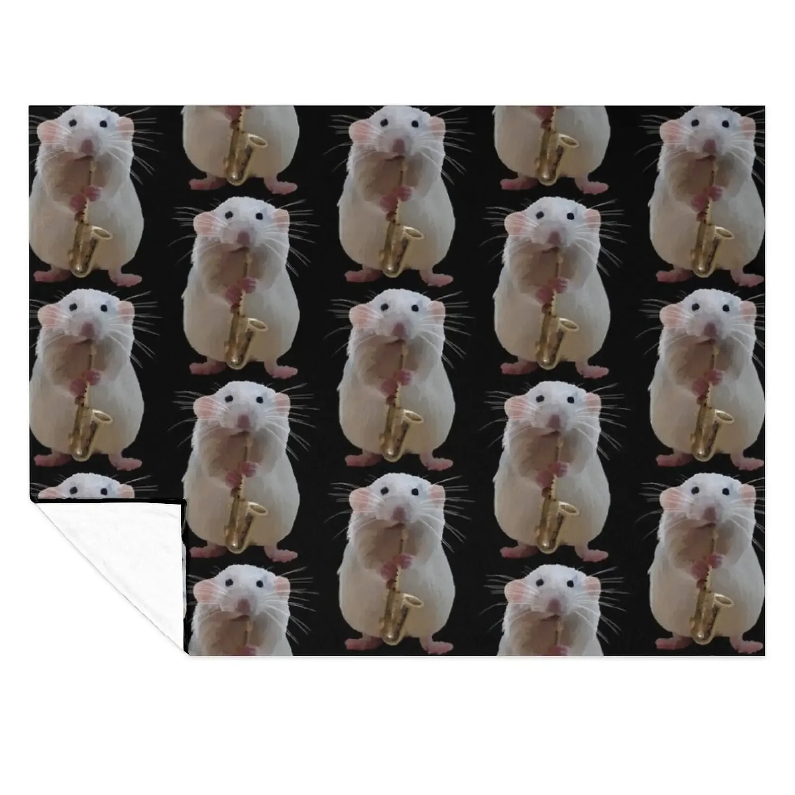 

Rat playing the Saxophone Throw Blanket Flannel Fabric Blankets For Baby Plaid Sofa Throw Blankets