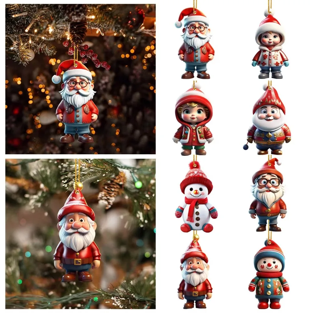 2D Acrylic Flat Christmas Character Pendant Multifunction Gift Christmas Tree Decor Durable Material Christmas Santa Pendant