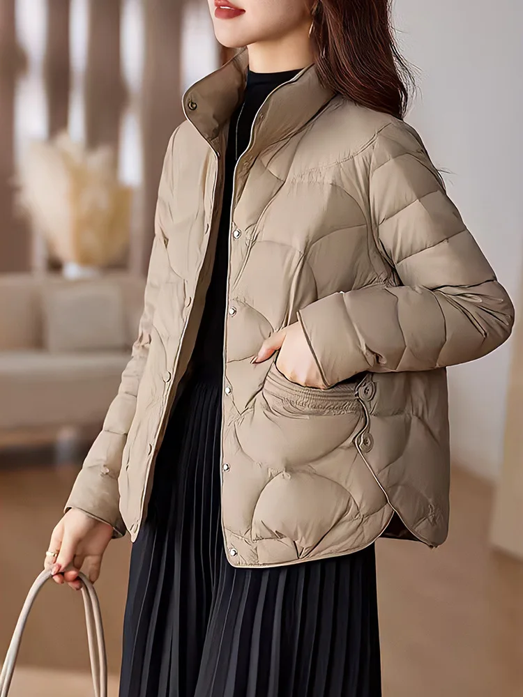 2024 Herbst Winter Daunen jacke Damen kurz weiße Ente Daunen koreanischen Stil modischen Stehkragen schlanke lose warme Jacke