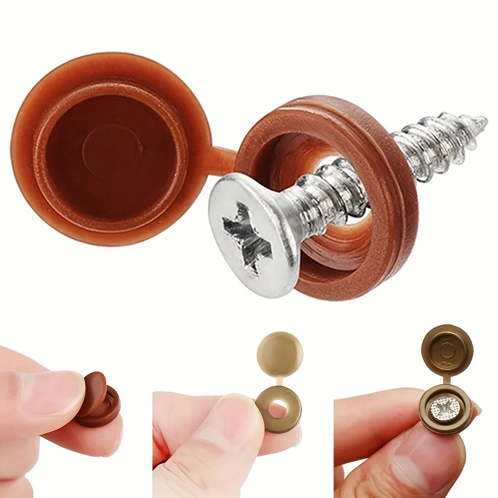 20pcs/Bag Practical Hinged Plastic Screw Fold Snap Protective Cap Button Nuts Cover Bolts Protect Furniture Decor