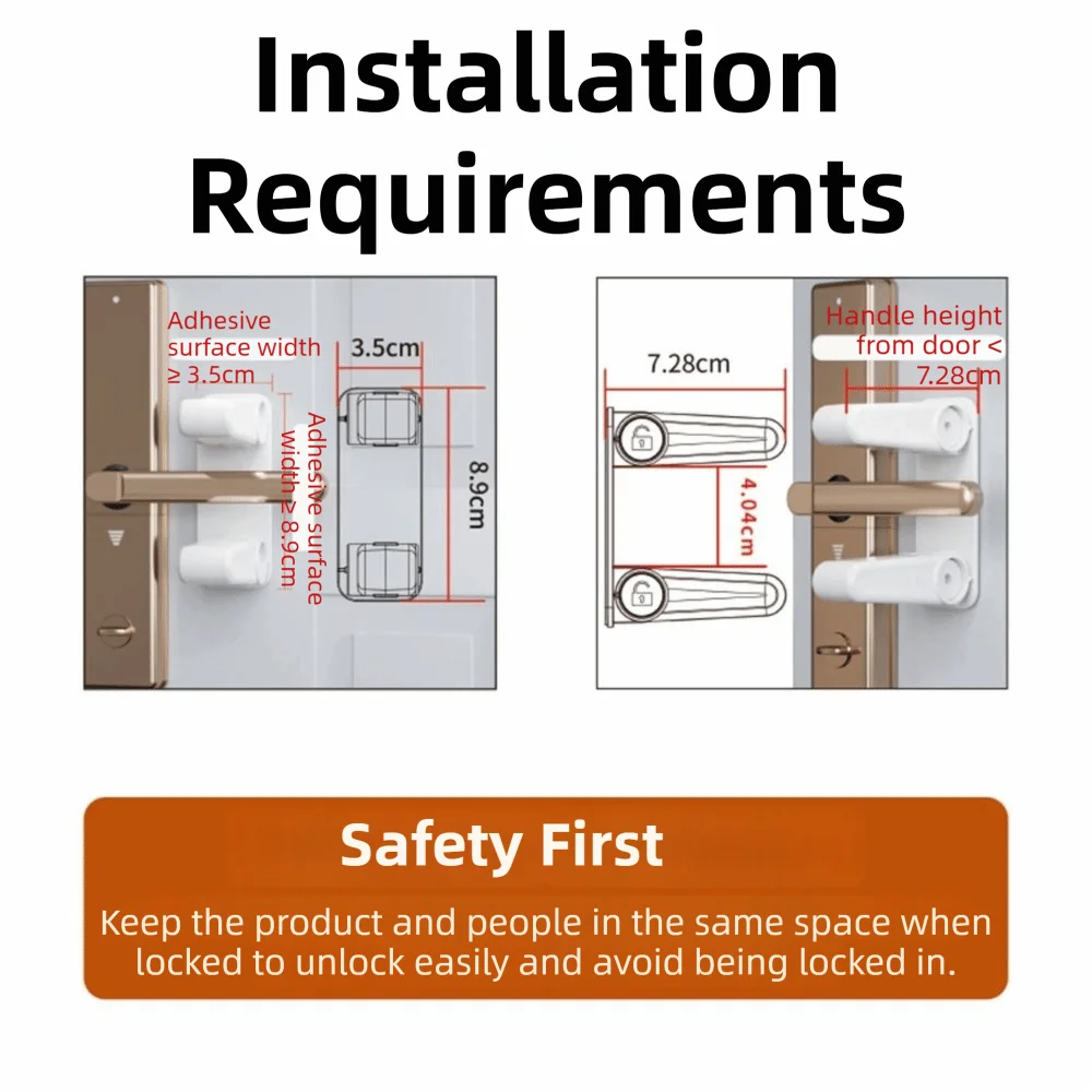 2 قطعة لاصق قوي حريزعلى الأطفال مقبض الباب قفل قوي الحاملة لا الحفر الطفل والأطفال قفل أمان أداة خالية #6