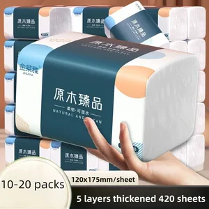 10-20 Packs Of Wooden Paper, 420 Sheets Per Pack, 5-layer Thick,  Toilet Paper, Napkins, Large Sheets Of Pape