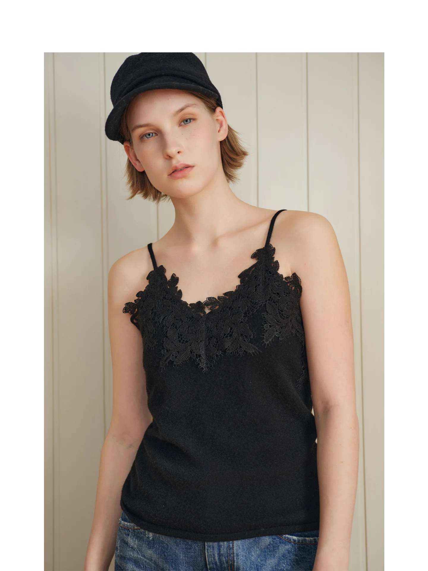 

DE Mincollection Lambswool Lace Trim Csole Inner Wear Women's Casual Pure Color Summer Autumn Winter Seasonal Faion