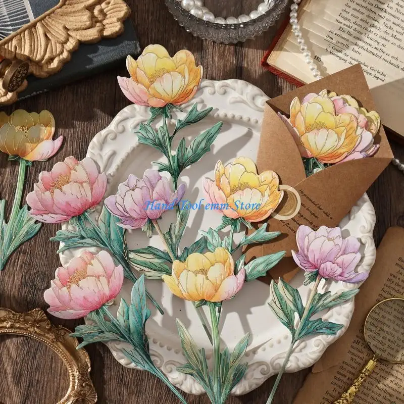 

H37F PET Laminated Scrapbooking Materials with Foil Detailing Decorative Projects Crafting Sheets Suitable for Art Journals