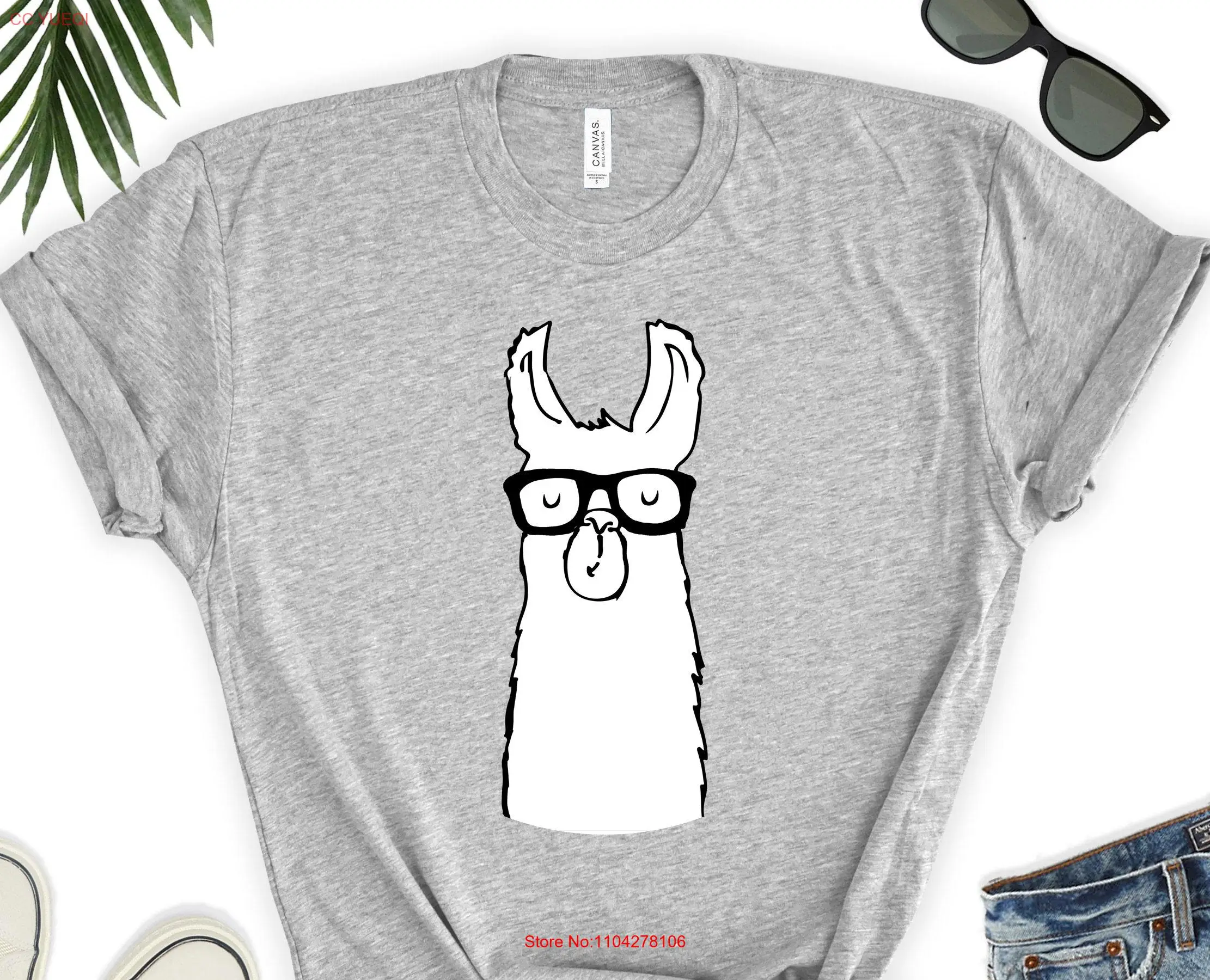 

Футболка Llama для женщин, милые очки с ее женскими длинными или короткими рукавами