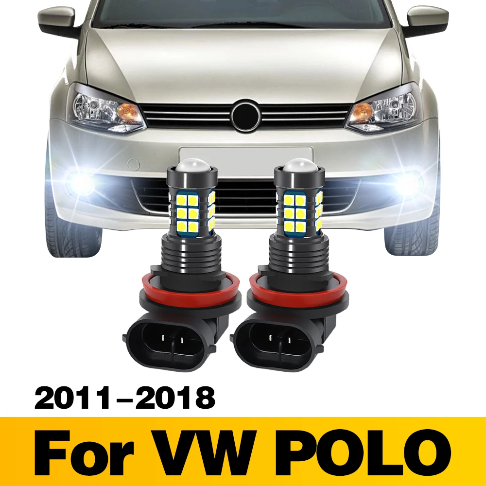 Luz de nevoeiro dianteira do carro para VW, lâmpada LED, acessórios, POLO, 2011, 2012, 2013, 2014, 2015, 2016, 2017, 2018, 2pcs