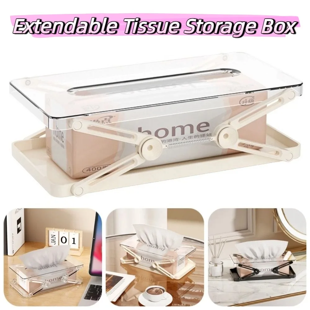 Extendable Tissue Storage Box Automatic Lift Height Adjustable Paper Towel Case Rectangle with Spring Paper Container