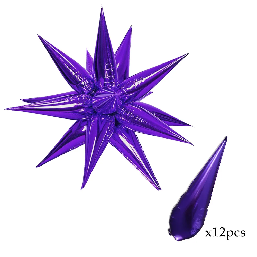 60 Pcs Star Foil Balloons Explosion 12 Point Cone Balloon Magic Balloon Large for Wedding Anniversary Backdrop Birthday Party Decorations (Purple 60 Pcs Star Foil Balloons Explosion 12 Point Cone Balloon Magic Balloon Large for Wedding Anniversary Backdrop Birthday Party Decorations (Purple
