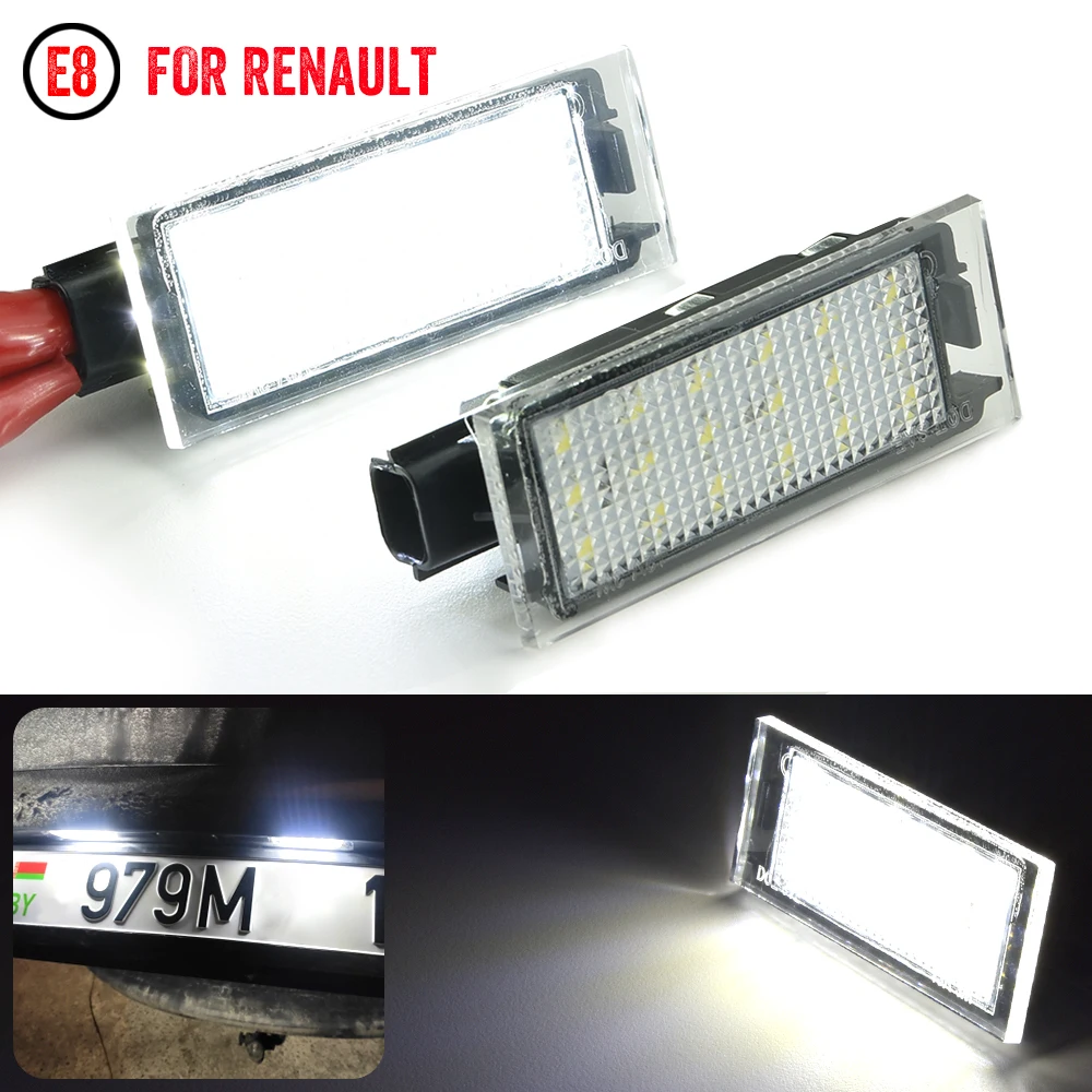 

2pcs LED Car License Number Plate Light Lamps Assembly For Renault Megane Twingo Laguna Phase Master 2 3 Clio Espace 4