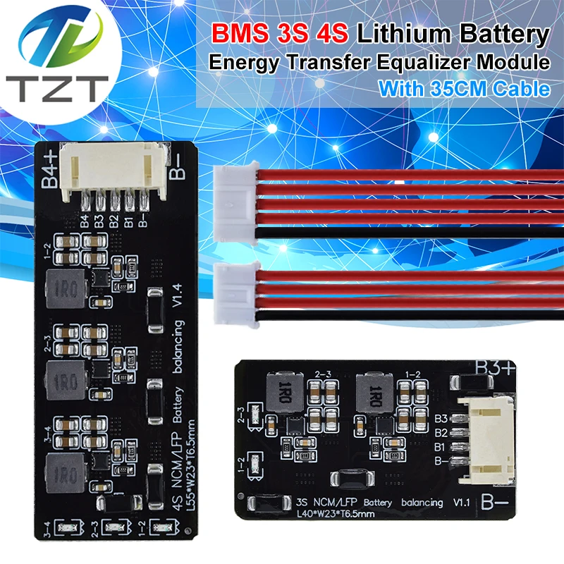 TZT BMS 3S 4S Active, балансировочная плата 1,2 А Lifepo4 Lipo, литий-ионная, литиевая батарея, передача энергии, эквалайзер, модуль, Индуктивная версия