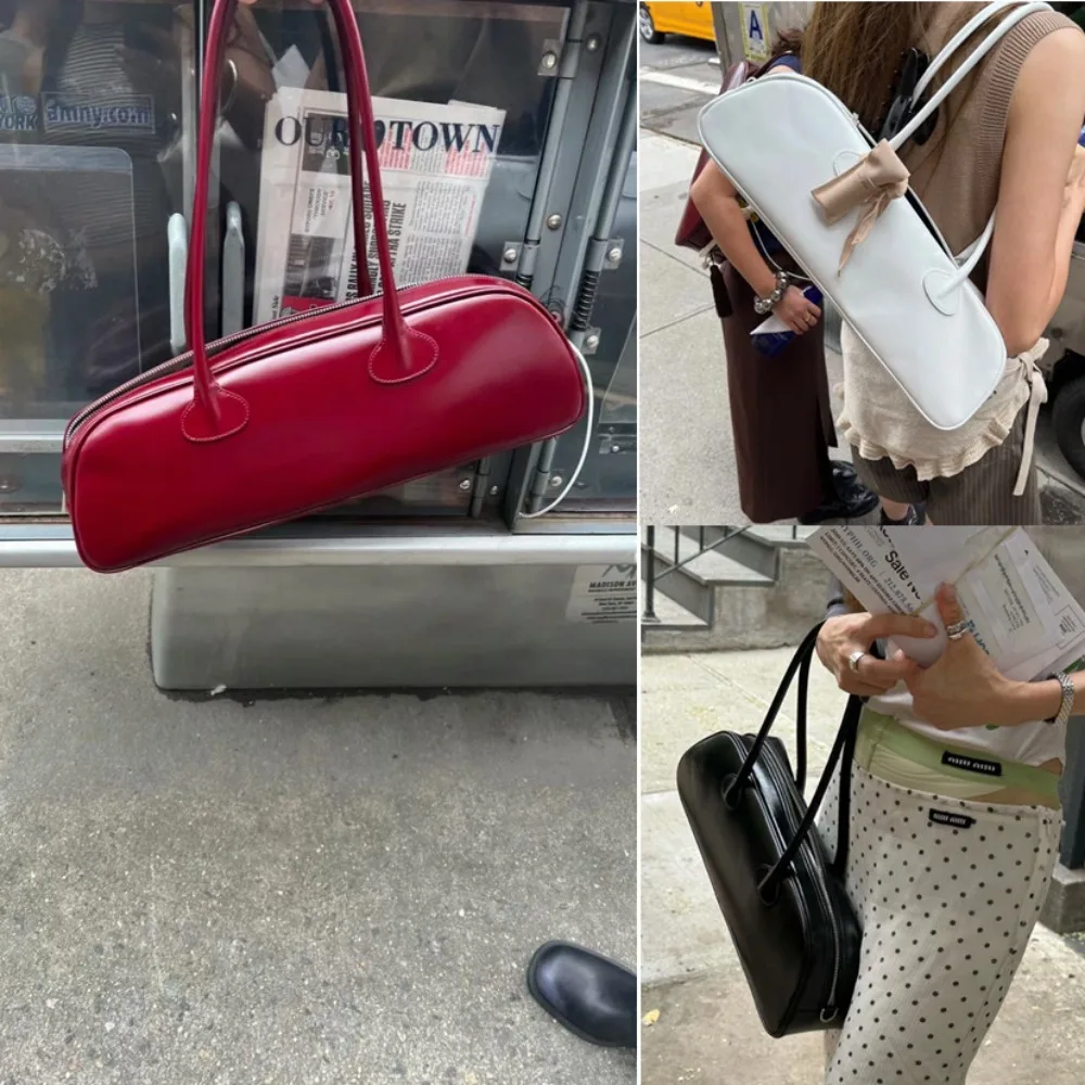 Korean Niche Design Method Stick Bag for Women 2023 New Rectangular Shoulder Bag with Large Capacity Cowhide Underarm Bag