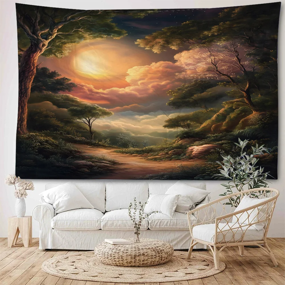 تحت ضوء القمر، مشهد الغابة، مسارات الغابات، مشهد الغابات المطيرة الاستوائية، الرسوم التوضيحية، الزينة، المفروشات، المنزل ديسمبر